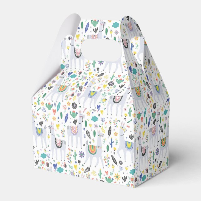 Doodle Alpaca Pattern Favor Box (Front Side)