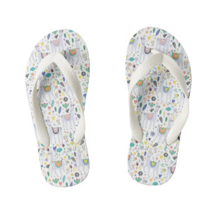 Doodle Alpaca Pattern Kid's Flip Flops
