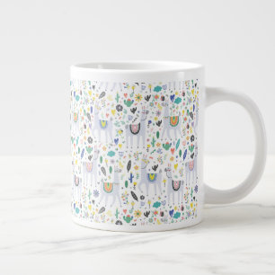 Doodle Alpaca Pattern Large Coffee Mug