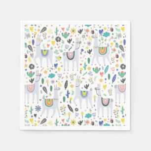 Doodle Alpaca Pattern Napkin