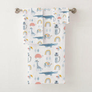 Doodle Animal Fun Pattern Bath Towel Set