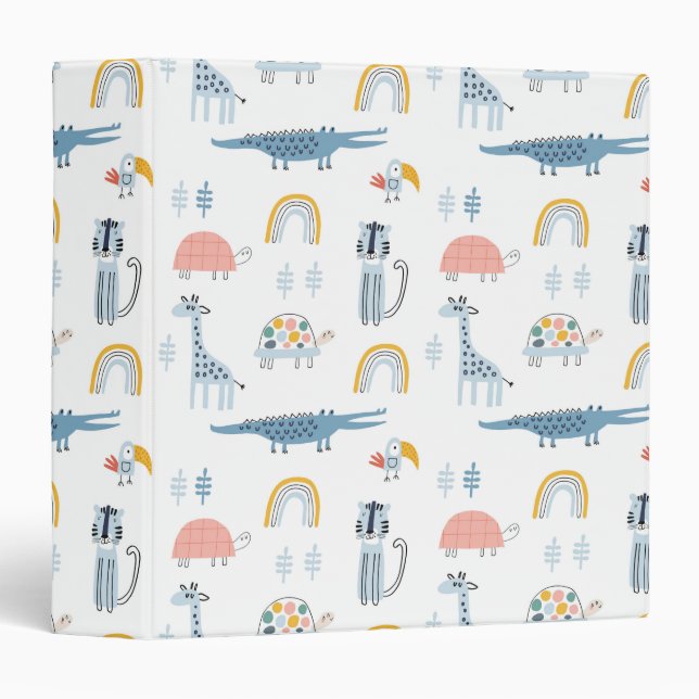 Doodle Animal Fun Pattern Binder (Front/Spine)