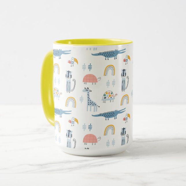 Doodle Animal Fun Pattern Mug (Front Left)