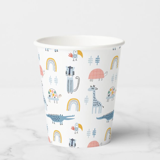 Doodle Animal Fun Pattern Paper Cups (Front)
