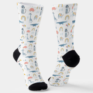 Doodle Animal Fun Pattern Socks