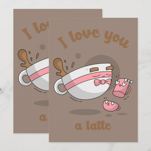 Doodle Art Latte Art Coffee Cute Cartoon Art Invitation (Front/Back)