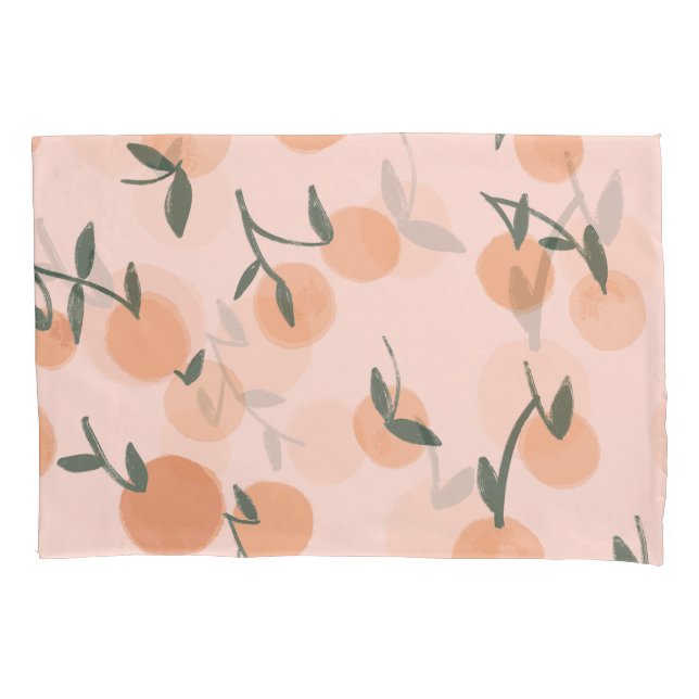 Doodle Art: Orange Cherry Vintage Pattern Pillowcase (Front)