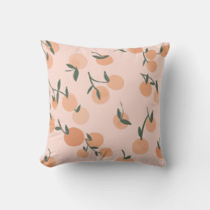 Doodle Art: Orange Cherry Vintage Pattern Throw Pillow