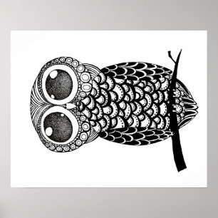 Doodle art owl poster