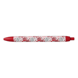 Doodle Art Style Red Pink Roses Hearts Valentine's Black Ink Pen