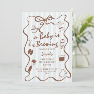 doodle Baby Is Brewing Retro coffee Baby Shower Invitation