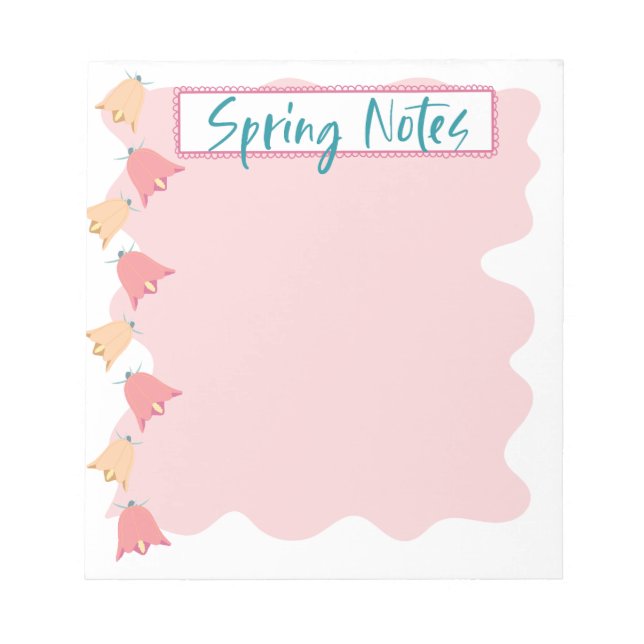 Doodle Bell Flowers Spring Notes Notepad (Front)