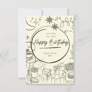 Doodle Birthday Invitation - Cute & Cozy