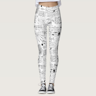 doodle black and white pattern leggings