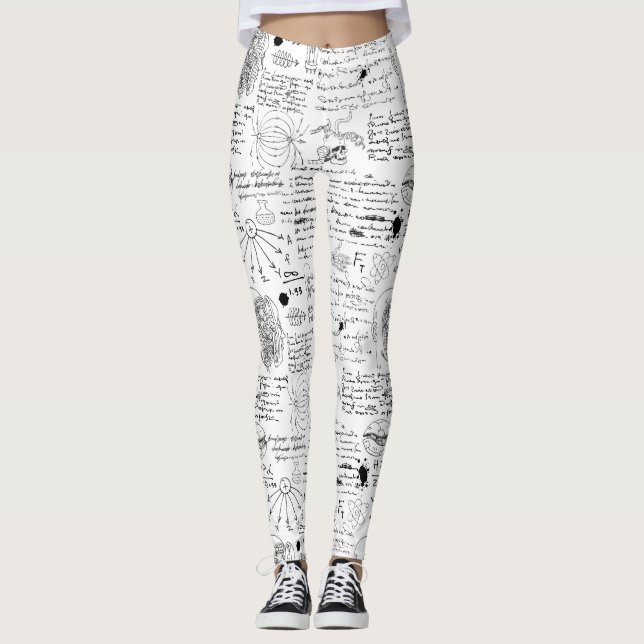 doodle black and white pattern leggings (Front)