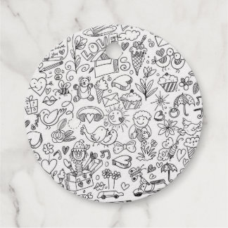 Doodle Black & White Favour Tags