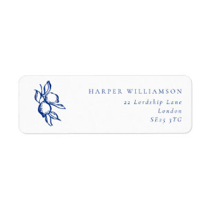 Doodle Blue Lemons Wedding Return Address