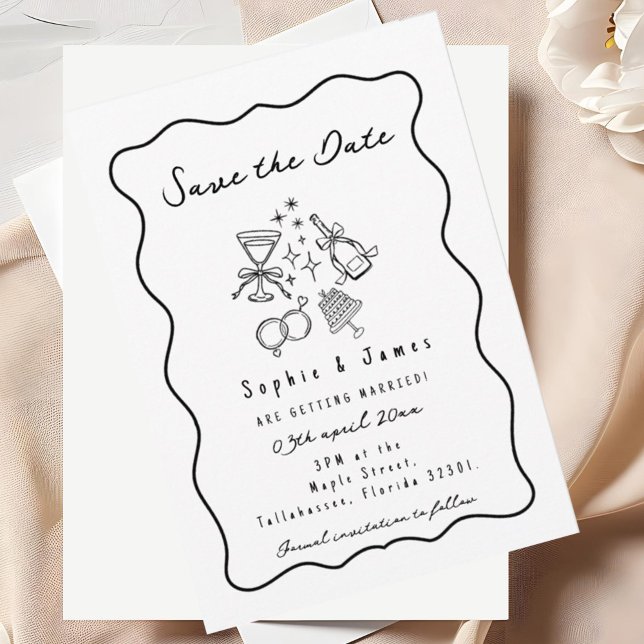 Doodle Boho photo Wedding elegant simple Invitation (Creator Uploaded)