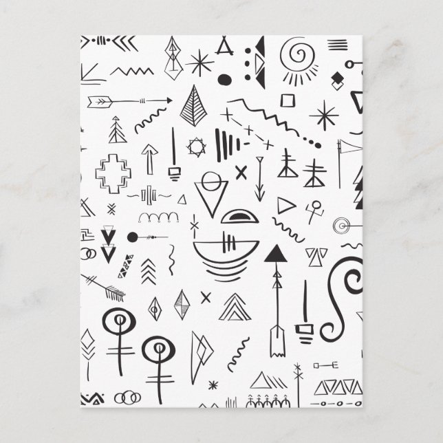 Doodle boho sketch pattern postcard (Front)