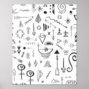 Doodle boho sketch pattern poster