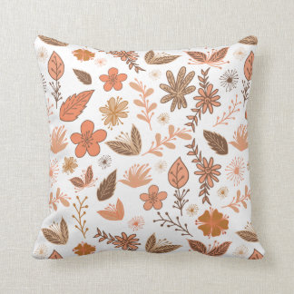 doodle botanical flowers patterned pillow