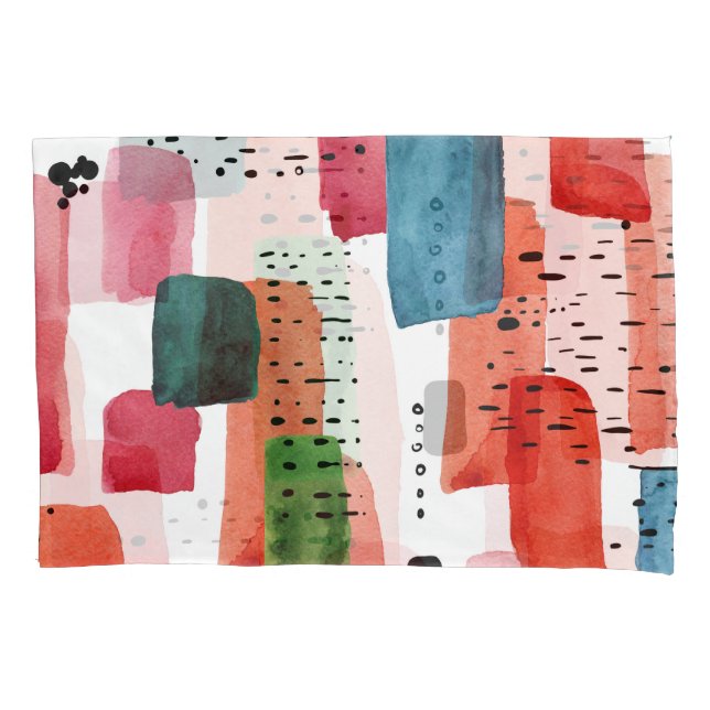 Doodle Brush: Orange Blue Pillowcase (Front)