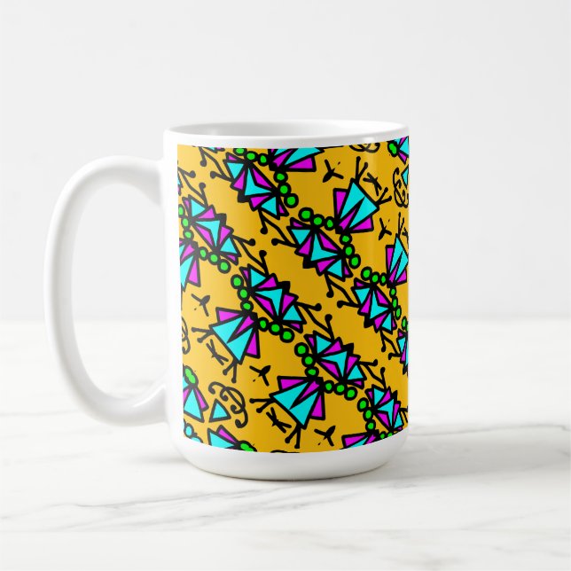 Doodle bug flowers pattern coffee mug (Left)