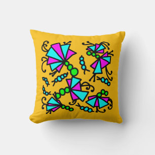 Doodle bug flowers throw pillow