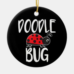 Doodle Bug Ladybug Funny Doodle Ceramic Ornament