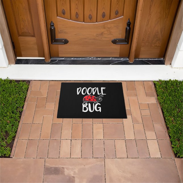 Doodle Bug Ladybug Funny Doodle Doormat (Outdoor)