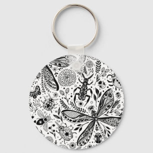 Doodle bugs on dark blue keychain