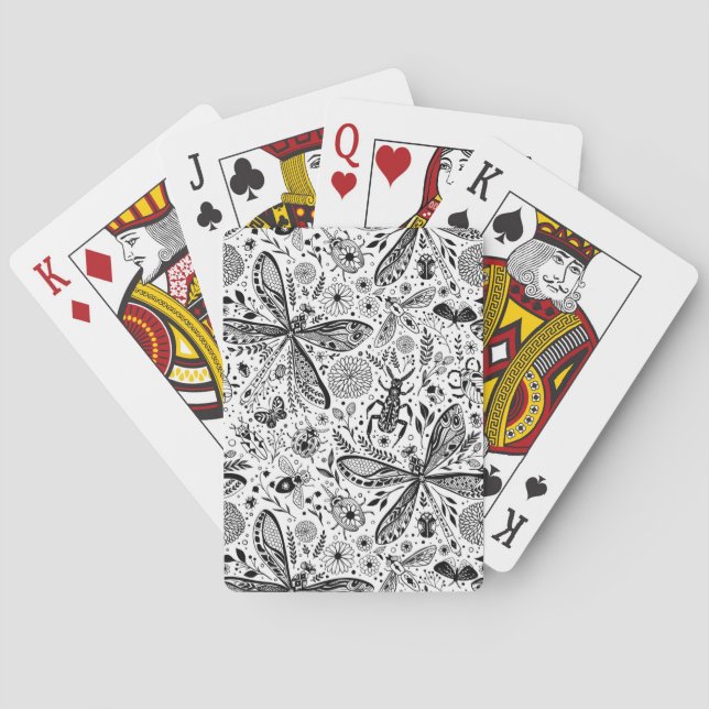 Doodle bugs on dark blue playing cards (Back)