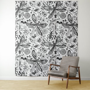 Doodle bugs on dark blue tapestry