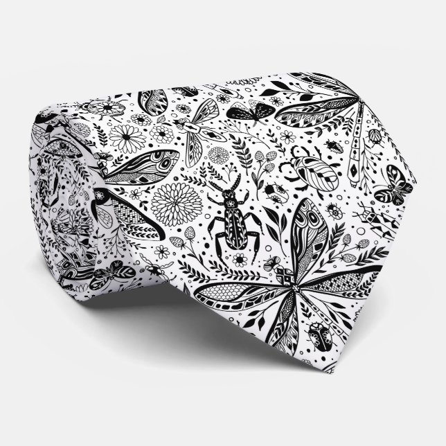 Doodle bugs on dark blue tie (Rolled)