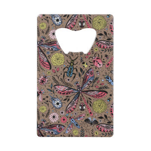 Doodle bugs on mocha brown credit card bottle opener