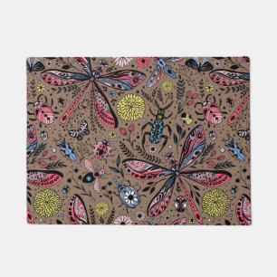 Doodle bugs on mocha brown doormat