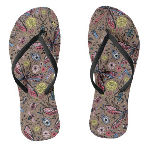 Doodle bugs on mocha brown flip flops