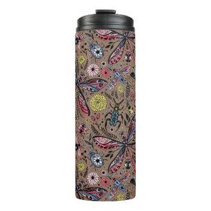 Doodle bugs on mocha brown thermal tumbler