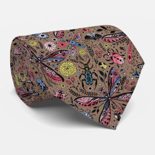 Doodle bugs on mocha brown tie