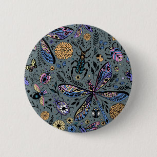 Doodle bugs on slater grey 2 inch round button