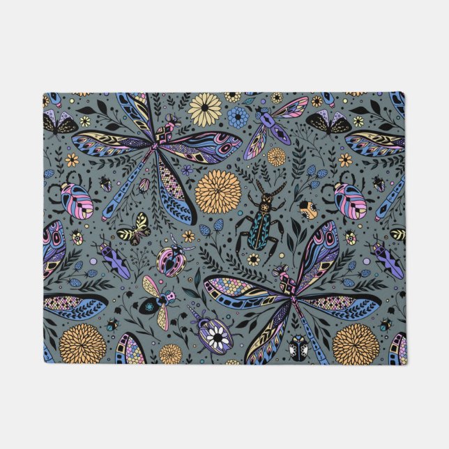 Doodle bugs on slater grey doormat (Front)