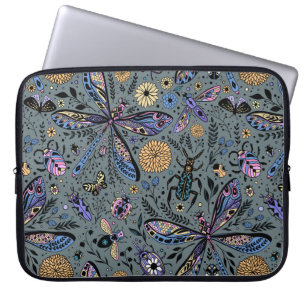 Doodle bugs on slater grey laptop sleeve