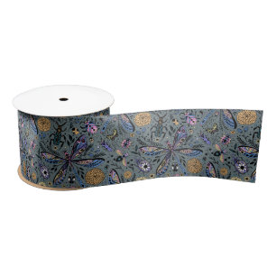 Doodle bugs on slater grey satin ribbon