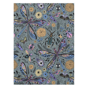 Doodle bugs on slater grey tablecloth