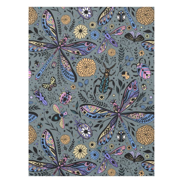 Doodle bugs on slater grey tablecloth (Front)