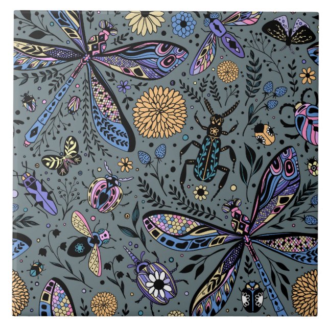 Doodle bugs on slater grey tile (Front)