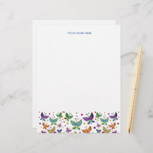 Doodle Butterflies Bright Coloured Boho Letterhead