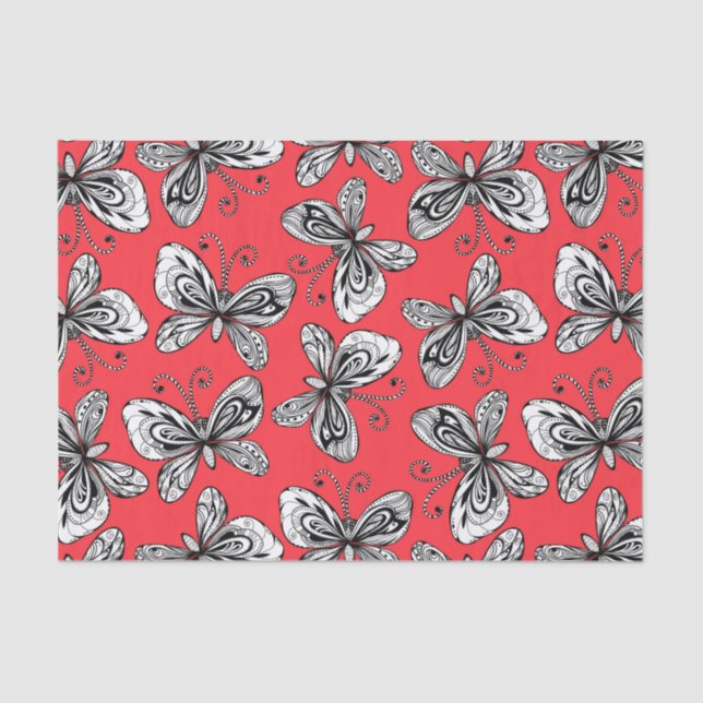 Doodle butterflies pattern tissue paper (Front)