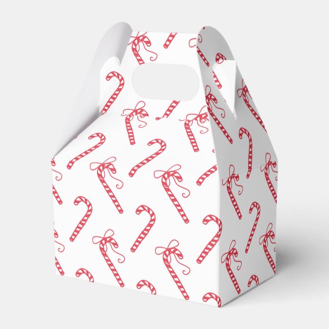 Doodle Candy Cane Pattern Mug Favor Box (Front Side)