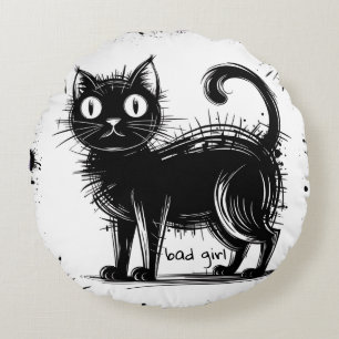 doodle cat  round pillow